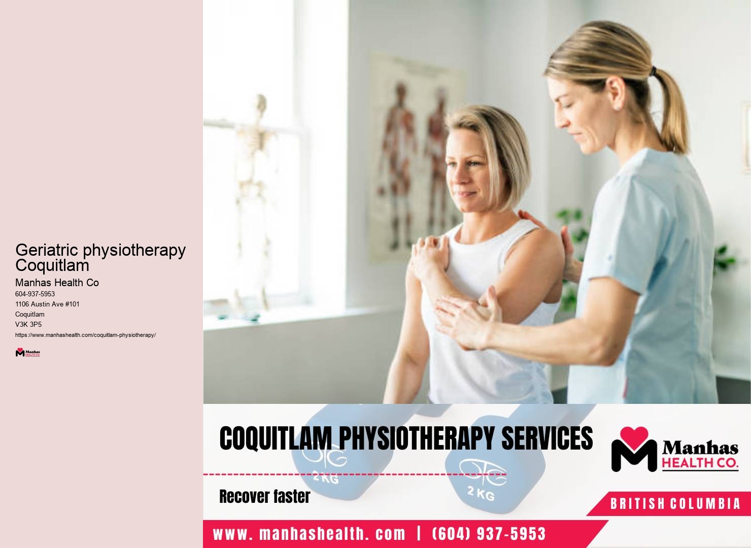 Physiotherapy clinic Geriatric physiotherapy Coquitlam BC