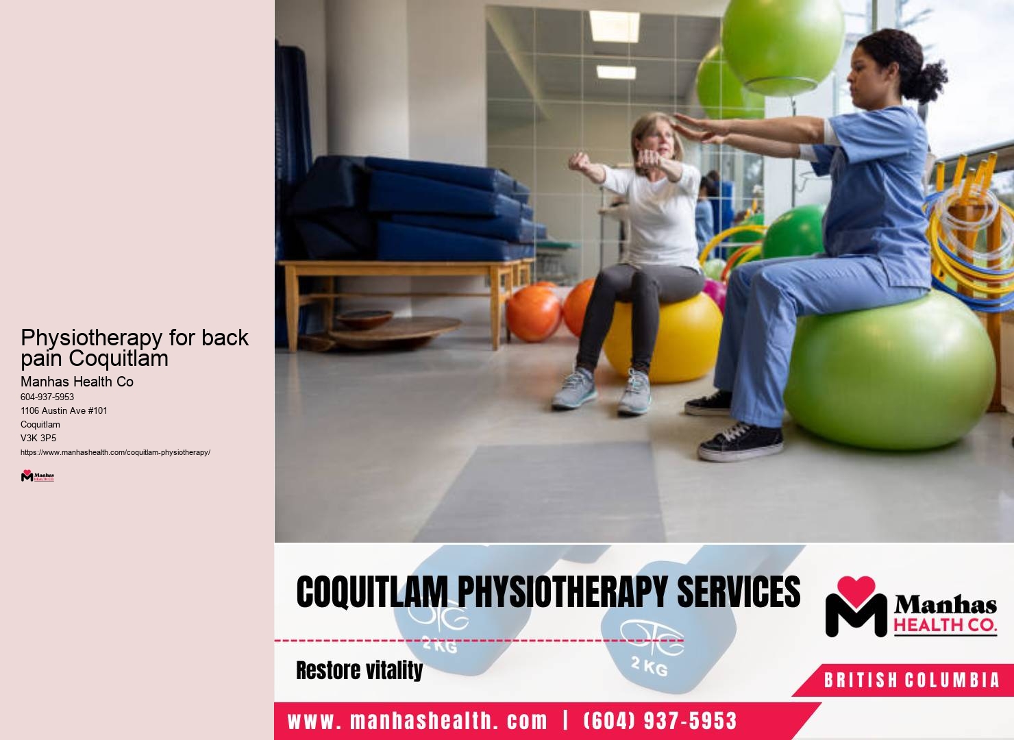 Exercise therapy specialists Physiotherapy for back pain Coquitlam