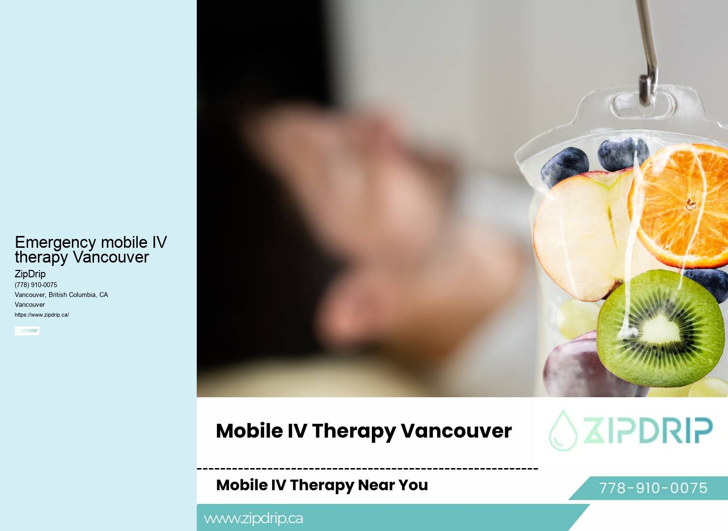 Mobile Vitamin Replenishment Emergency mobile IV therapy Vancouver